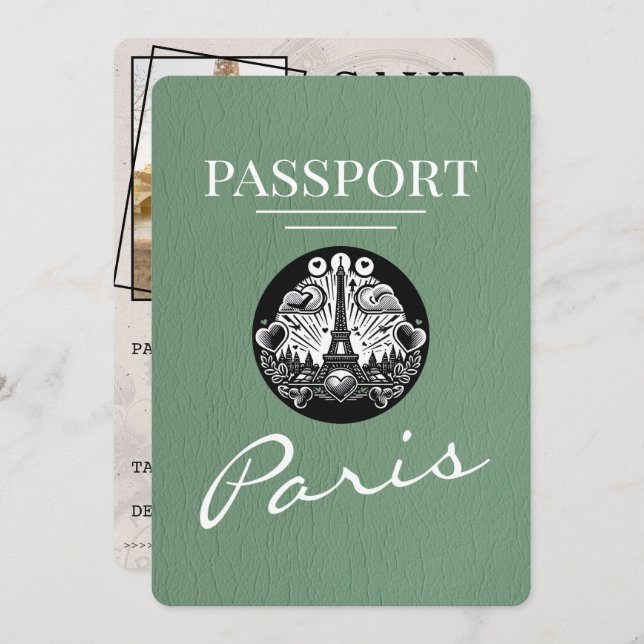 Reserve A Data Sage Green Paris Passport Salvar Data (Frente/Verso)