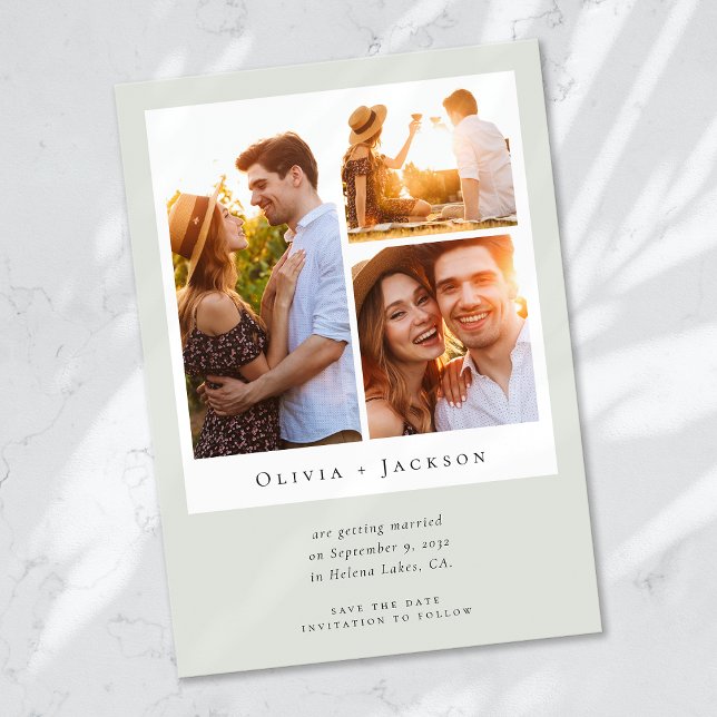 Reserve A Data Sage Green Photo Collage Modern Weds (Criador carregado)
