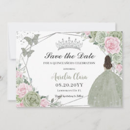 Reserve A Data Sage Green Pink Floral Silver Quinceanera Princess