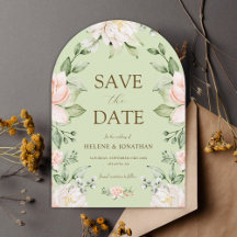 Sage Green Pink Garden Floral Elegante Casamento