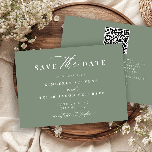 Reserve A Data Sage green QR code simple elegant wedding  (Criador carregado)