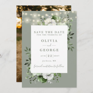 Reserve A Data Sage Green Rustic String Lights Floral Photo