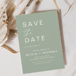 Reserve A Data Sage Green Salve o script minimalista elegante de<br><div class="desc">Cartões salve a data Elegantes de Casamento. Os Cartões salve a data contêm uma moderna tipografia cursiva escrita escrita escrita escrita escrita escrita escrita escrita que é elegante,  simples e moderna a ser usada depois da simples celebração do dia de casamento minimalista.</div>