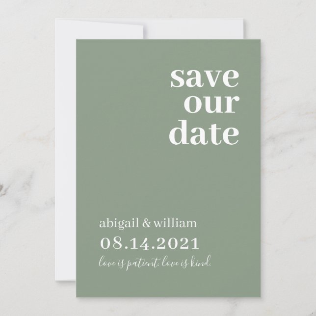 Reserve A Data Sage Green Simple Modern Non Photo Weding (Frente)