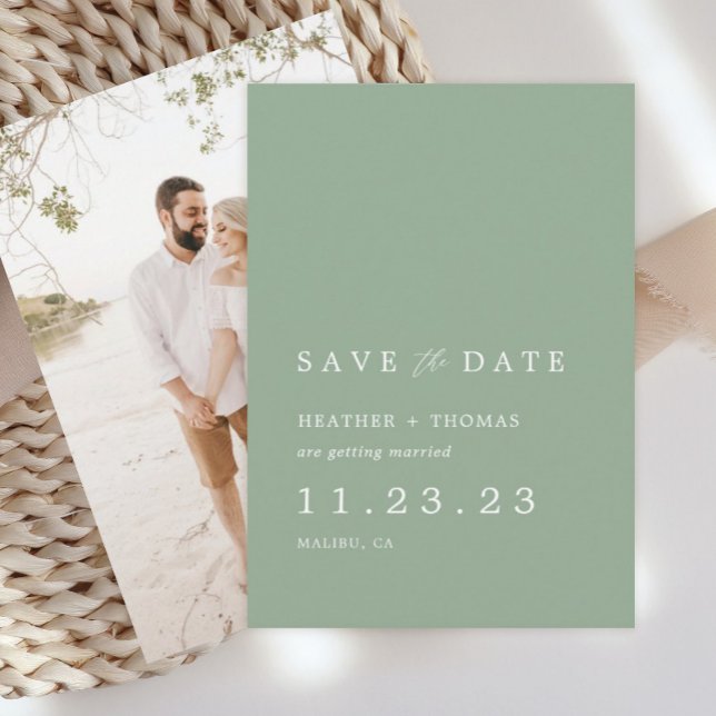Reserve A Data Sage Green Spring Weding Photo Save The Date (Sage (Criador carregado)