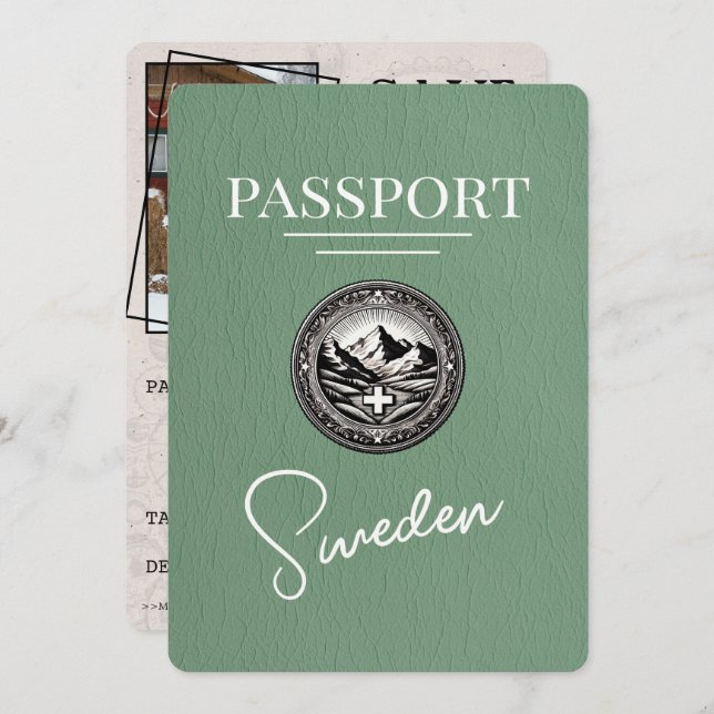 Reserve A Data Sage Green Suecia Passport Salvar a Data (Frente/Verso)
