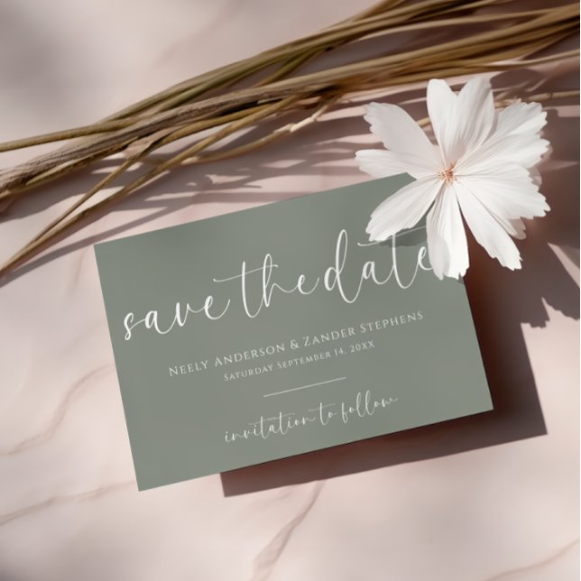 Reserve A Data Sage Green Wedding Save the Date (Criador carregado)