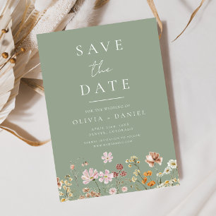 Reserve A Data Sage Green Wildflower Boho Salvar a Data