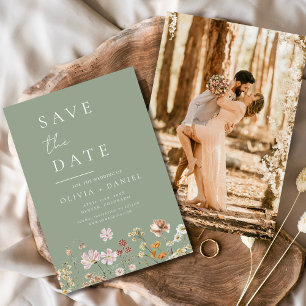 Reserve A Data Sage Green Wildflower Photo Boho Salvar a Data