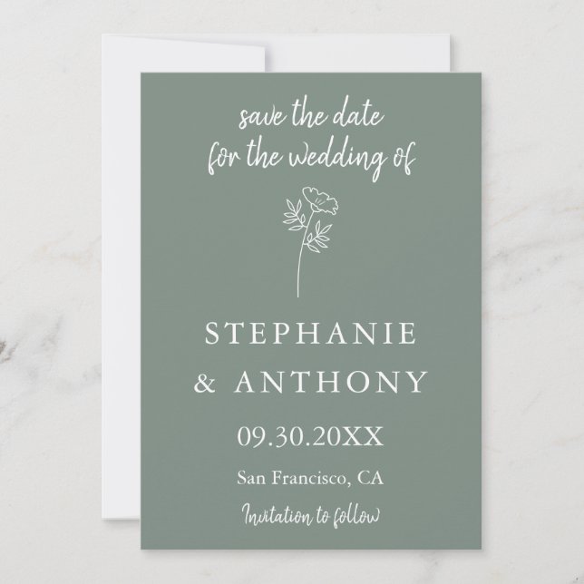 Reserve A Data Sage Green Wildflower Wedding (Frente)
