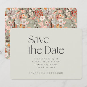 Reserve A Data Sage Rústico Bege Floral Boho Casamento Personaliz