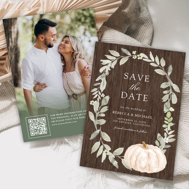 Reserve A Data Sage Verde Branco Abóbora Madeira Casamento Foto (Criador carregado)