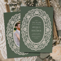 Sage Verde Floral Renda Vintage Casamento Clássico