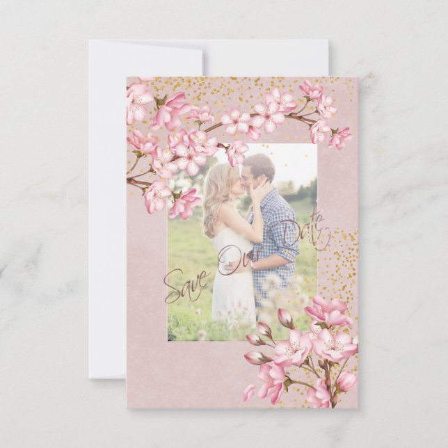 Reserve A Data Sakura Rosa Confete Dourado (Frente)