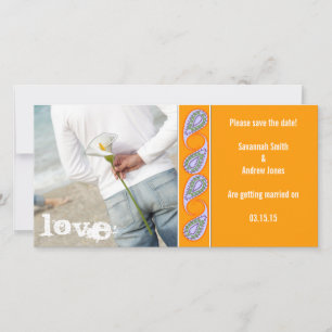 Reserve A Data Sala Laranja e Lavanda Salvar a Data