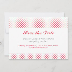 Reserve A Data salvamento cinza e coral de bolinhas