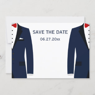 Reserve A Data Salvando as Datas do Casamento Gay Azul e Branco
