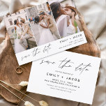 Reserve A Data Salvar a data 3 Foto Elegante Editável Moderno<br><div class="desc">Paisagem Moderna e Elegante Horizontal Três (3) Foto Salve o Magnete de Casamento de Data com tipografia de script com letra de mão. O ímã para salvar o convite de data inclui tipografia de script e chic e design simples para a qual você pode adicionar sua fotografia personalizada de noivado....</div>