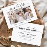 Reserve A Data Salvar a data 3 Foto Elegante Editável Moderno<br><div class="desc">Paisagem Moderna e Elegante Horizontal Três (3) Foto Salve o Magnete de Casamento de Data com tipografia de script com letra de mão. O ímã para salvar o convite de data inclui tipografia de script e chic e design simples para a qual você pode adicionar sua fotografia personalizada de noivado....</div>