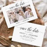Reserve A Data Salvar a data 3 Foto Elegante Editável Moderno<br><div class="desc">Paisagem Moderna e Elegante Horizontal Três (3) Foto Salve o Magnete de Casamento de Data com tipografia de script com letra de mão. O ímã para salvar o convite de data inclui tipografia de script e chic e design simples para a qual você pode adicionar sua fotografia personalizada de noivado....</div>