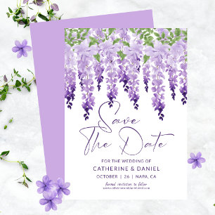 Reserve A Data Salvar a Data Aquarela Wisteria Lilás Casamento