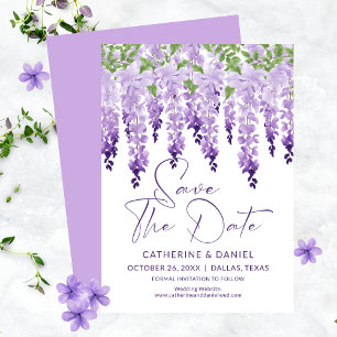 Reserve A Data Salvar a Data Aquarela Wisteria Lilás Casamento