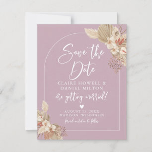 Reserve A Data Salvar a Data Boho Grama Pampas Rosa Poeira Rosa
