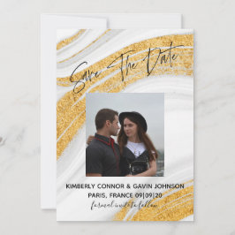 Reserve A Data Salvar a data |Cinza branca e mármore Dourado