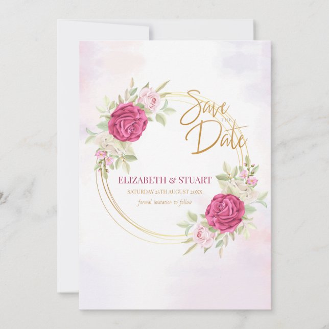 Reserve A Data Salvar a data com o lançamento de Rosas (Frente)