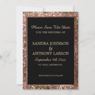 Reserve A Data Salvar a Data de Casamento com Brilho em Rose Gold