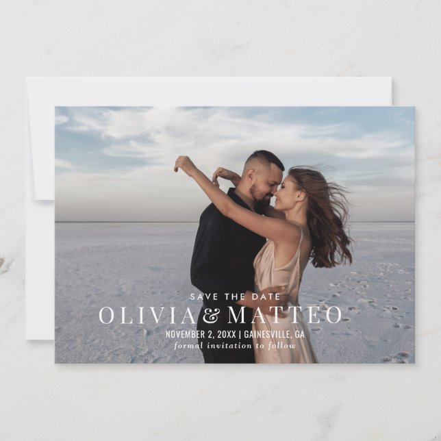 Reserve A Data Salvar a Data de Casamento com Foto Moderna (Frente)