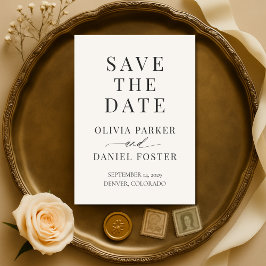 Reserve A Data Salvar a Data de Casamento em Marfim Neutro