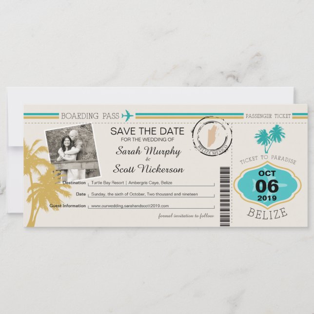 Reserve A Data Salvar a Data de Embarque para Belize (Frente)