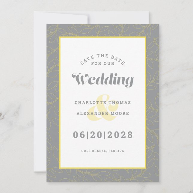 Reserve A Data Salvar a Data do Casamento | Padrão Moderno Amarel (Frente)