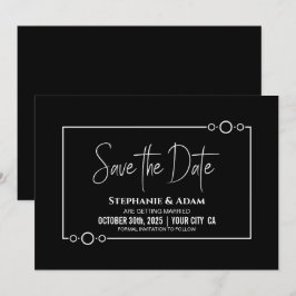 Reserve A Data Salvar a Data do Casamento Preto Moderno