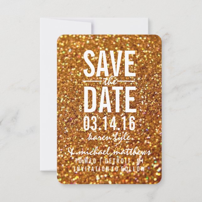 Reserve A Data Salvar a data | Dourada Glitter Fab II (Frente)