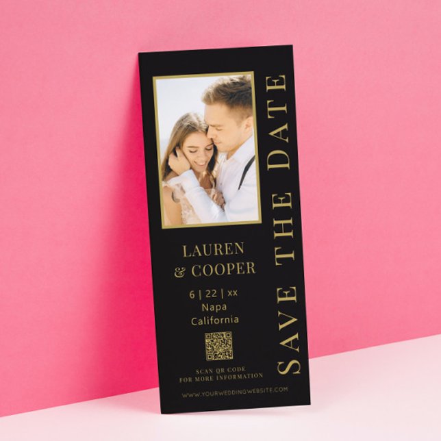 Reserve A Data Salvar a data Dourado código QR preto Casamento mo (Criador carregado)