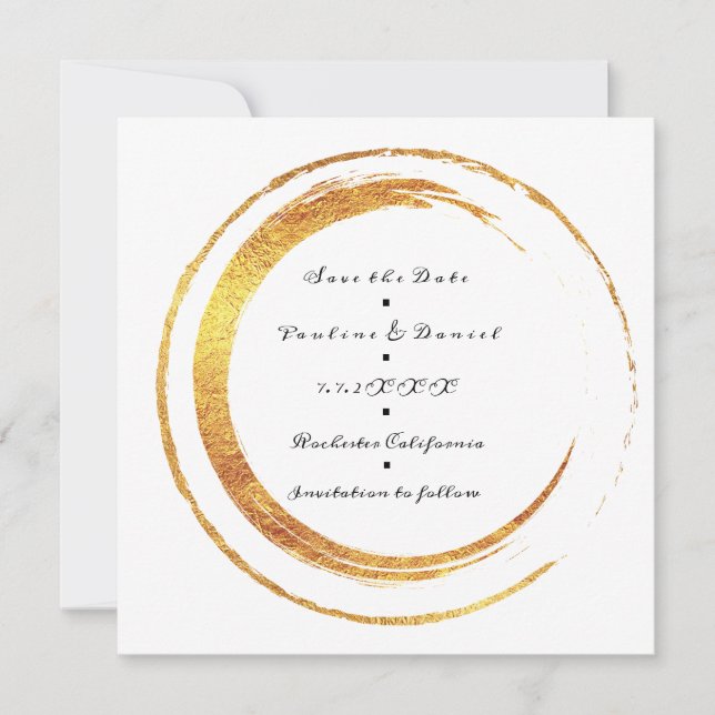 Reserve A Data Salvar a data em círculos de Ouro branco preto (Frente)