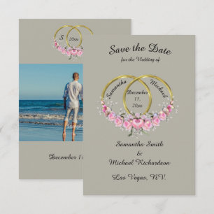 Reserve A Data Salvar a Data Foto Anel Flores Cinza Rosa