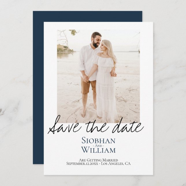 Reserve A Data Salvar A Data Foto Personalizada Manuscrita (Frente/Verso)