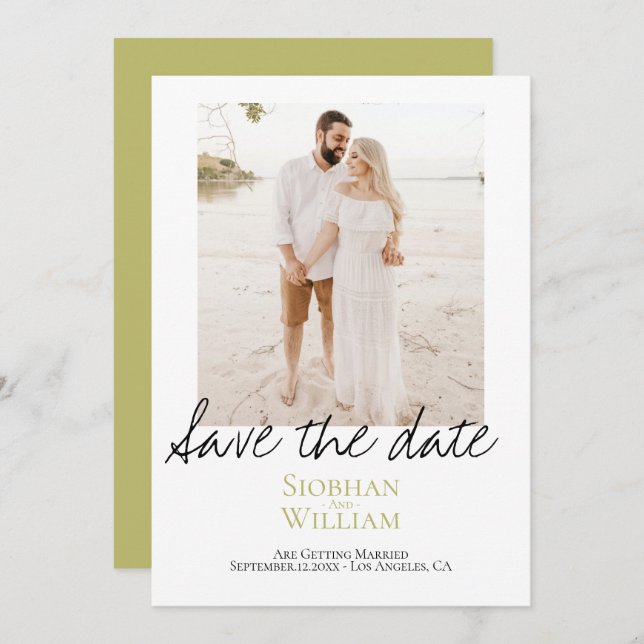 Reserve A Data Salvar A Data Foto Personalizada Manuscrita (Frente/Verso)