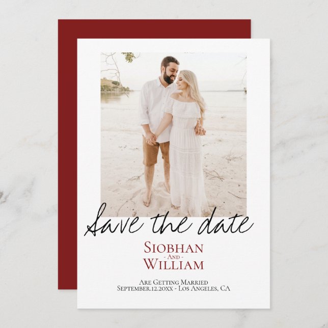 Reserve A Data Salvar A Data Foto Personalizada Manuscrita (Frente/Verso)