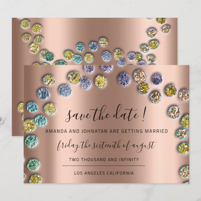 Reserve A Data Salvar a Data Minimalismo Dourado Rosa Verde (Frente/Verso)