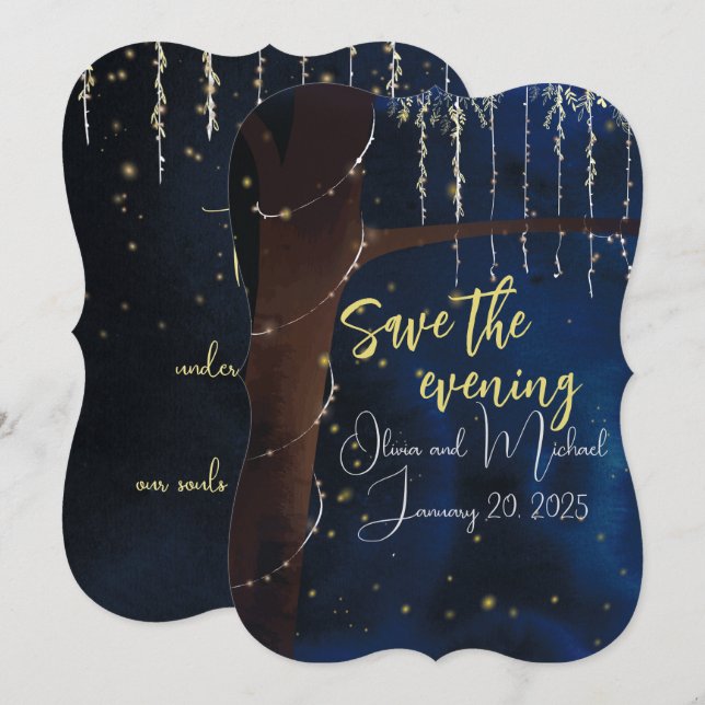 Reserve A Data Salvar a Data para uma Noite Elegante (Frente/Verso)