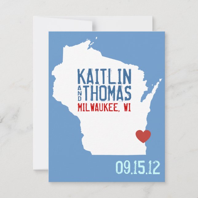 Reserve A Data Salvar a Data - Personalizável - Wisconsin (Frente)