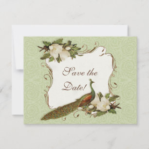 Reserve A Data Salvar a data - Vintage Peacock & Magnolia Swirl