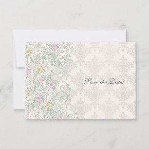 Reserve A Data Salvar a Data Vintage Spring Off Branco e Pastel