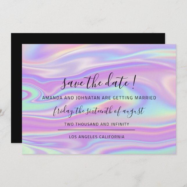 Reserve A Data Salvar a Holografia de Data Preta (Frente/Verso)