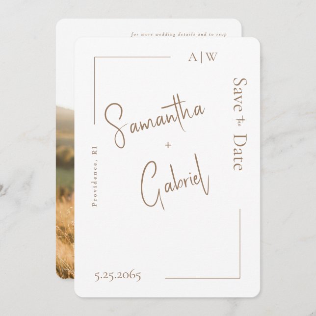 Reserve A Data Salvar data de casamento com foto contemporânea br (Frente/Verso)