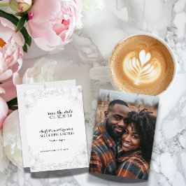 Reserve A Data Salvar Data de Casamento com Foto Floral Minimalis